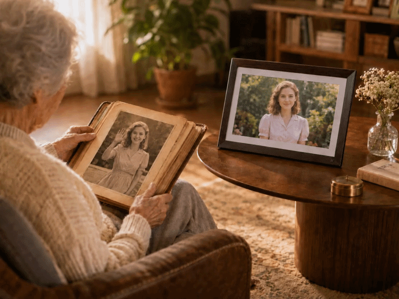 Discover the 10.1-inch VINABOT animated photo frame with AI photo animation that brings old family photos and treasured memories to life.
